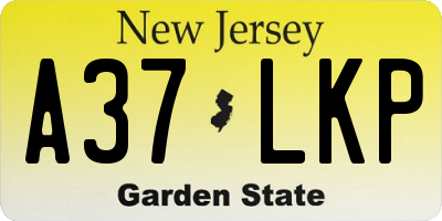 NJ license plate A37LKP