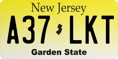NJ license plate A37LKT