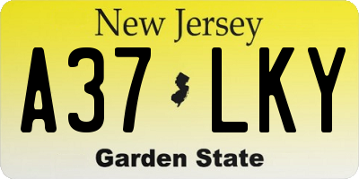 NJ license plate A37LKY