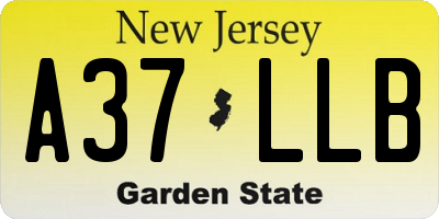 NJ license plate A37LLB