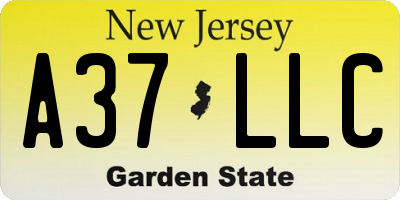 NJ license plate A37LLC