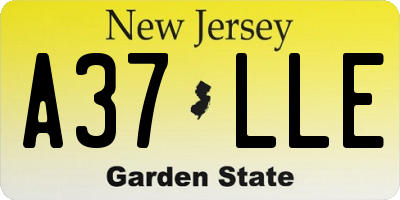 NJ license plate A37LLE