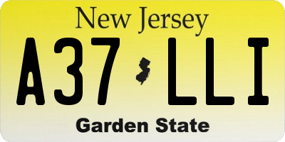 NJ license plate A37LLI