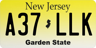 NJ license plate A37LLK