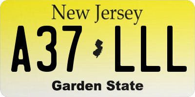 NJ license plate A37LLL