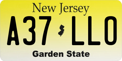 NJ license plate A37LLO