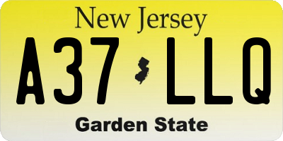 NJ license plate A37LLQ