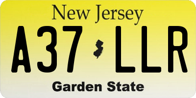 NJ license plate A37LLR