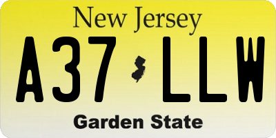NJ license plate A37LLW