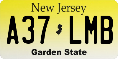 NJ license plate A37LMB