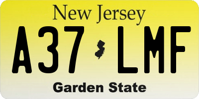NJ license plate A37LMF