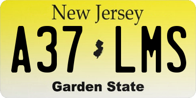 NJ license plate A37LMS