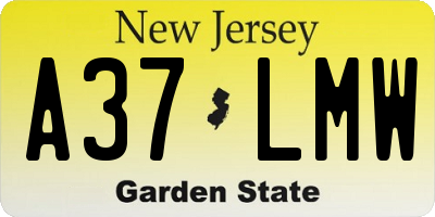 NJ license plate A37LMW