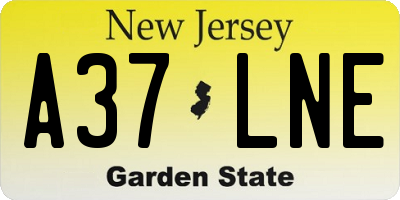 NJ license plate A37LNE