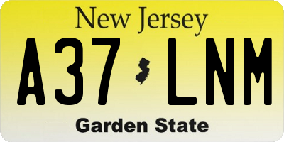 NJ license plate A37LNM