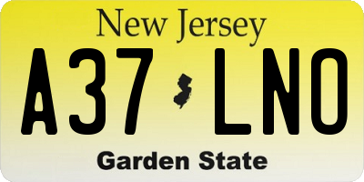 NJ license plate A37LNO