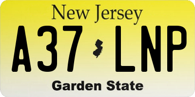 NJ license plate A37LNP