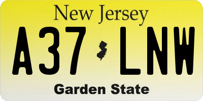 NJ license plate A37LNW