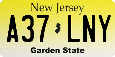 NJ license plate A37LNY