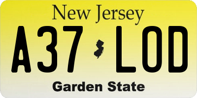 NJ license plate A37LOD
