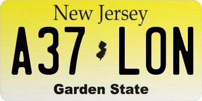 NJ license plate A37LON