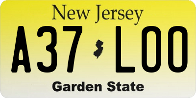 NJ license plate A37LOO