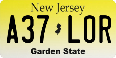 NJ license plate A37LOR