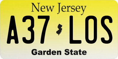 NJ license plate A37LOS