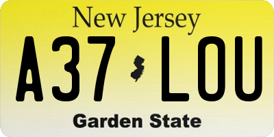 NJ license plate A37LOU