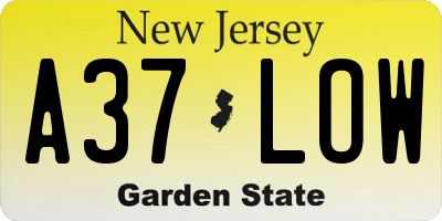 NJ license plate A37LOW