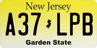 NJ license plate A37LPB