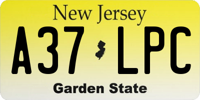 NJ license plate A37LPC