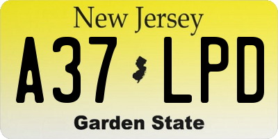 NJ license plate A37LPD