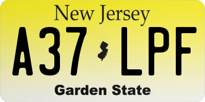 NJ license plate A37LPF