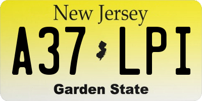 NJ license plate A37LPI