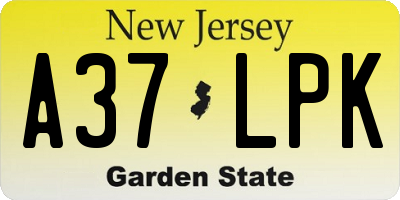 NJ license plate A37LPK