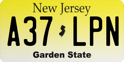 NJ license plate A37LPN