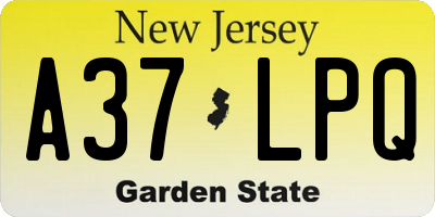 NJ license plate A37LPQ