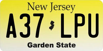 NJ license plate A37LPU