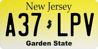 NJ license plate A37LPV