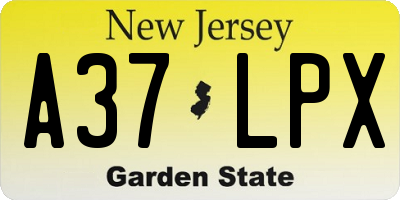 NJ license plate A37LPX
