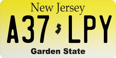 NJ license plate A37LPY
