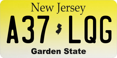 NJ license plate A37LQG