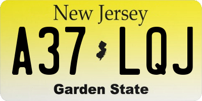 NJ license plate A37LQJ