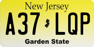 NJ license plate A37LQP