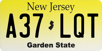 NJ license plate A37LQT