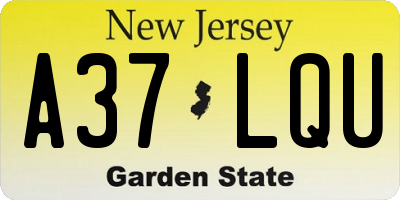 NJ license plate A37LQU