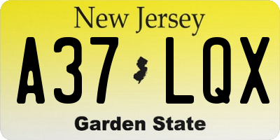 NJ license plate A37LQX