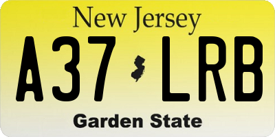 NJ license plate A37LRB