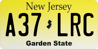 NJ license plate A37LRC